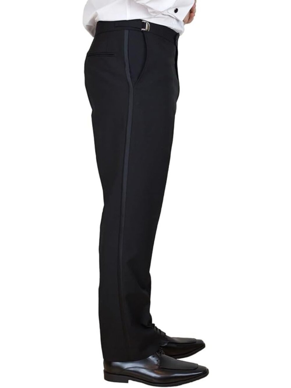 Men's Adjustable Waist Formal Trousers, Fitted with Satin Stripe, Size 30-32 x